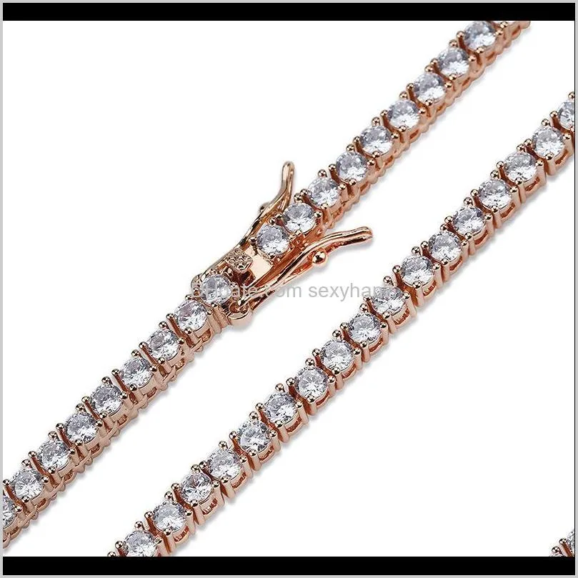 tennis chains hip-hop tide men`s bracelet tiny zircons 3mm bracelet bling bling new hot three color