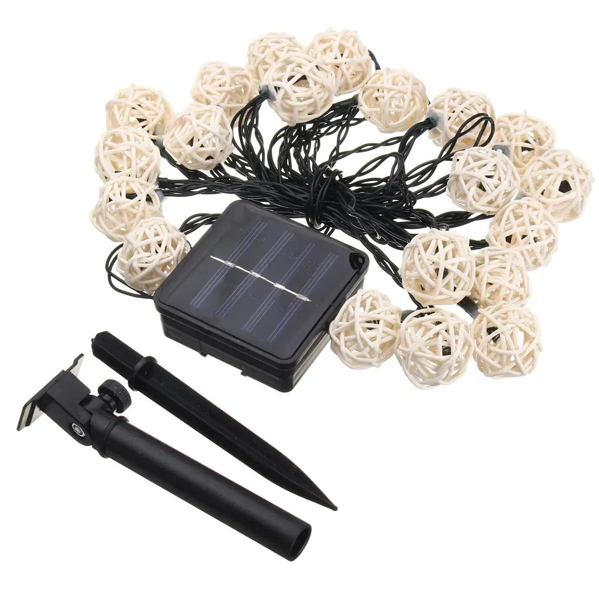 Solar Powered 5m 20leds Multicolor Rotan Ball String Light for Wedding Party