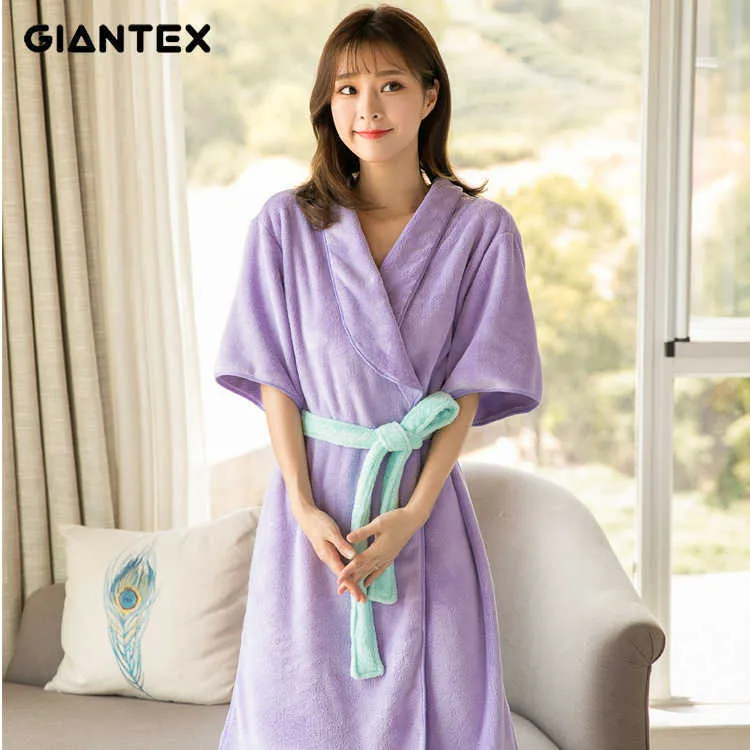 Giantex 여성 욕실 목욕 수건 성인용 목욕 가운 목욕 가운 잠옷 바디 스파 목욕 가운 냅킨 드 베인 toalhas de banho 210611