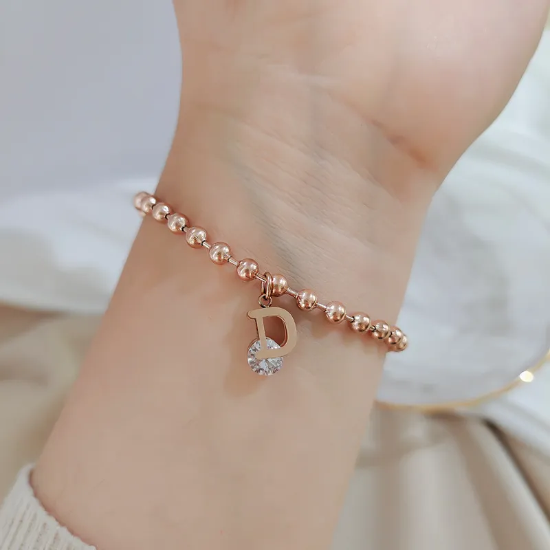 Charm Letter Zircon Bracelet Rose Gold Fashion Temperament Korean Style Simple Luxury Niche