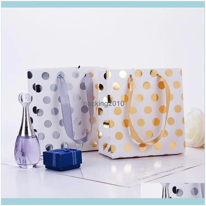 Gift Wrap Polka Dot Bag With Handles Cosmetic Clothing Paper For Birthday Decoration Event Party Supplies1