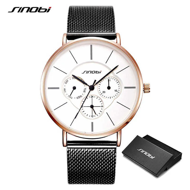 Sinobi Relogios Masculinos Mode Business Hommes Montres En Acier Inoxydable Casual Quartz Montre-Bracelet Montre pour Homme Montre Femme Q0524