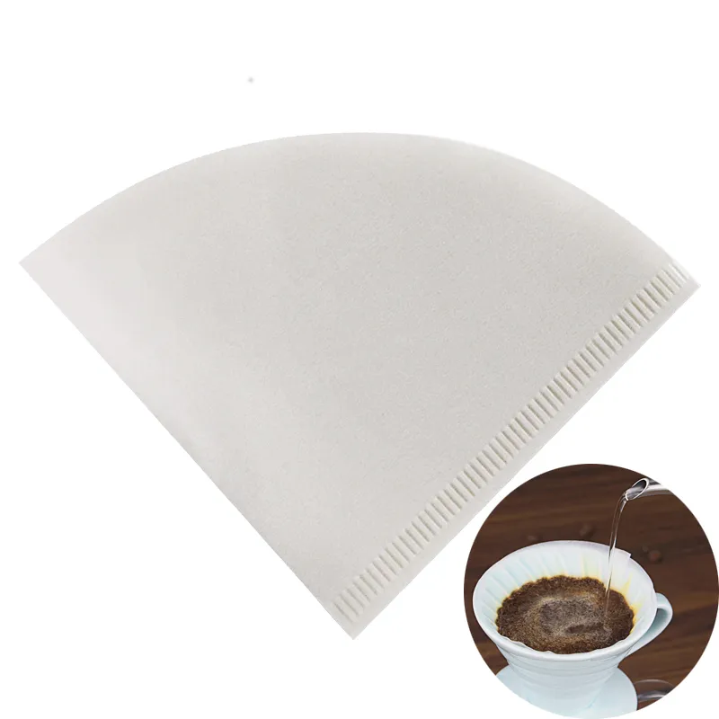 50 stks / tas kegel koffiefilters, giet over filterpapier voor betere smakende brouwerij dripper thee infuser accessoires kdjk2103