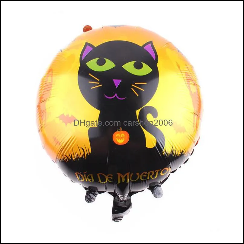18inch Halloween Aluminum Foil Balloon Pumpkin Head Black Cat Print Halloween Helium Balloon Halloween Party Decoration Kid Toy DBC