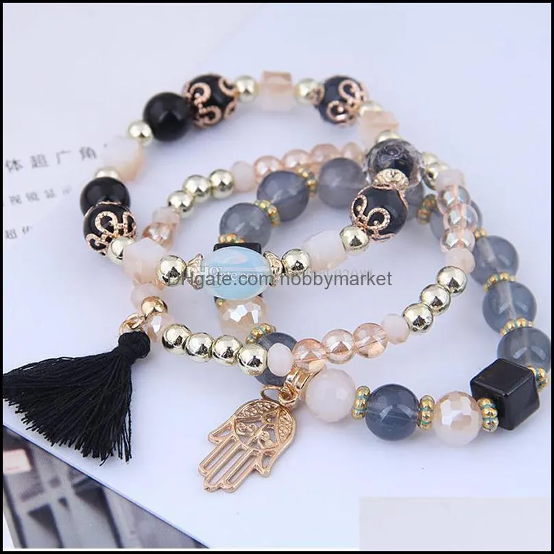 5 Colors Bohemian Stretch Beaded Bracelet for Women Girls Multilayer Stackable Bracelets Set Strand Bangles Statement Jewelry