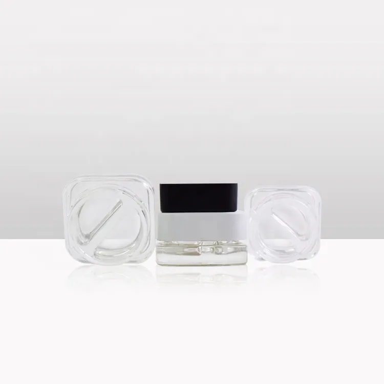 Cube Glass Glasflasche 2 Wege Divider Quadratbehälter Gläser für 1g 3,5g Konzentrat Wachs DAB-Extrakt Live-Harzsauce mit kindersicherer Kappe