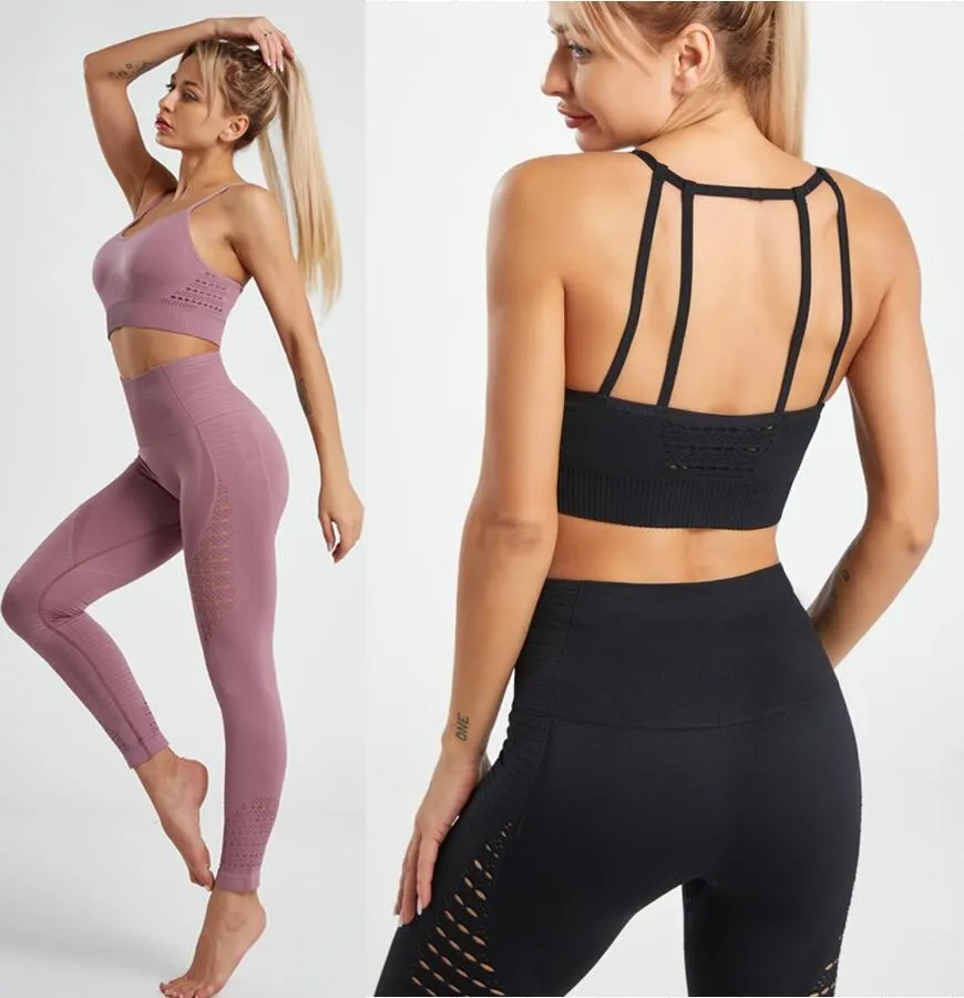 Womens Gym wear Sportswear Fitness yoga sets Tracksuits Designer sexy bra sports pant Women Yoga Outfits Suit Push up High Waist Leggings workout solid Active set top