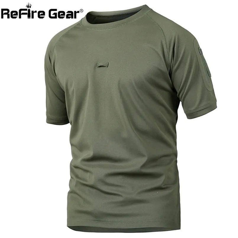 Refire Gear Summer Tactical Camouflage Shirt Heren Sneldrogende Army Combat - Casual Ademende Camo O Neck Military 210716