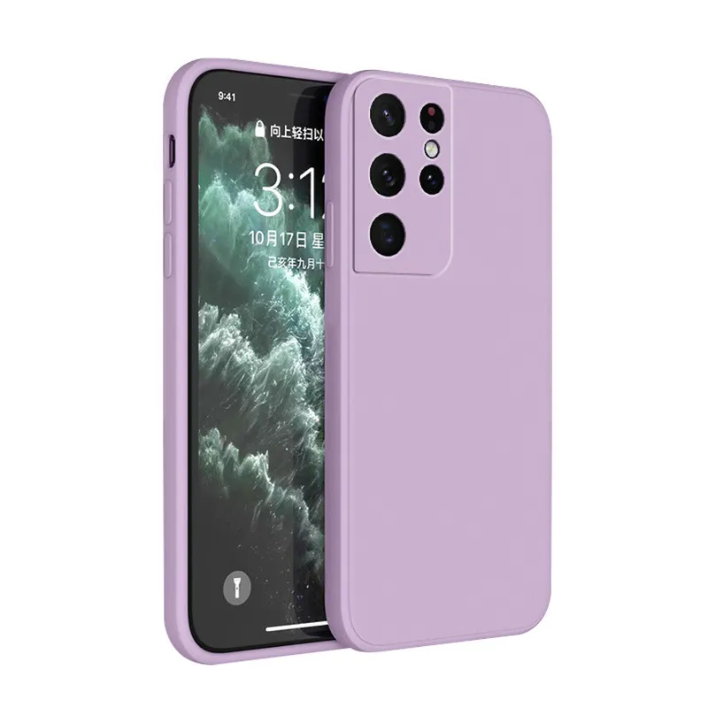 Kvadratisk silikonfodral för Samsung Galaxy S20 S21 Fe Ultra S10 Plus A72 A52 A32 A22 A71 A51 A31 A50 Matt Soft Case Cover