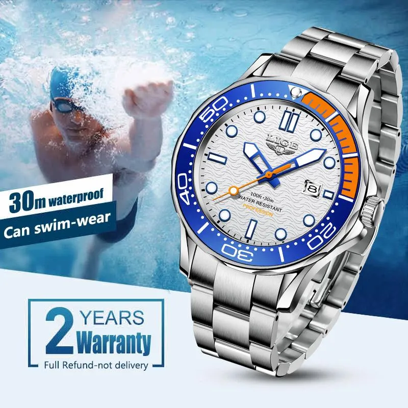 Wristwatches 2021 LIGE Watch For Men Warterproof Sport Mens Watches Top Clocks Male Quartz Wristwatch Relogio Masculino+Box