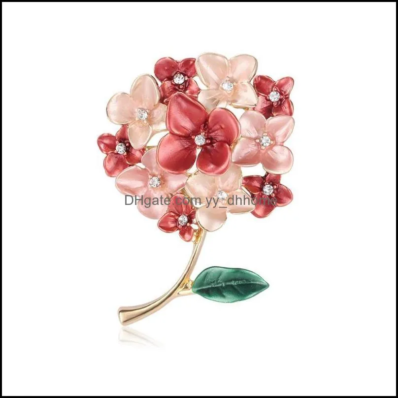 Pins, Brooches Fashion Enamel Flower For Women Wedding Party Jewelry Vintage Golden Color Crystal Brooch Pins Christmas Gift