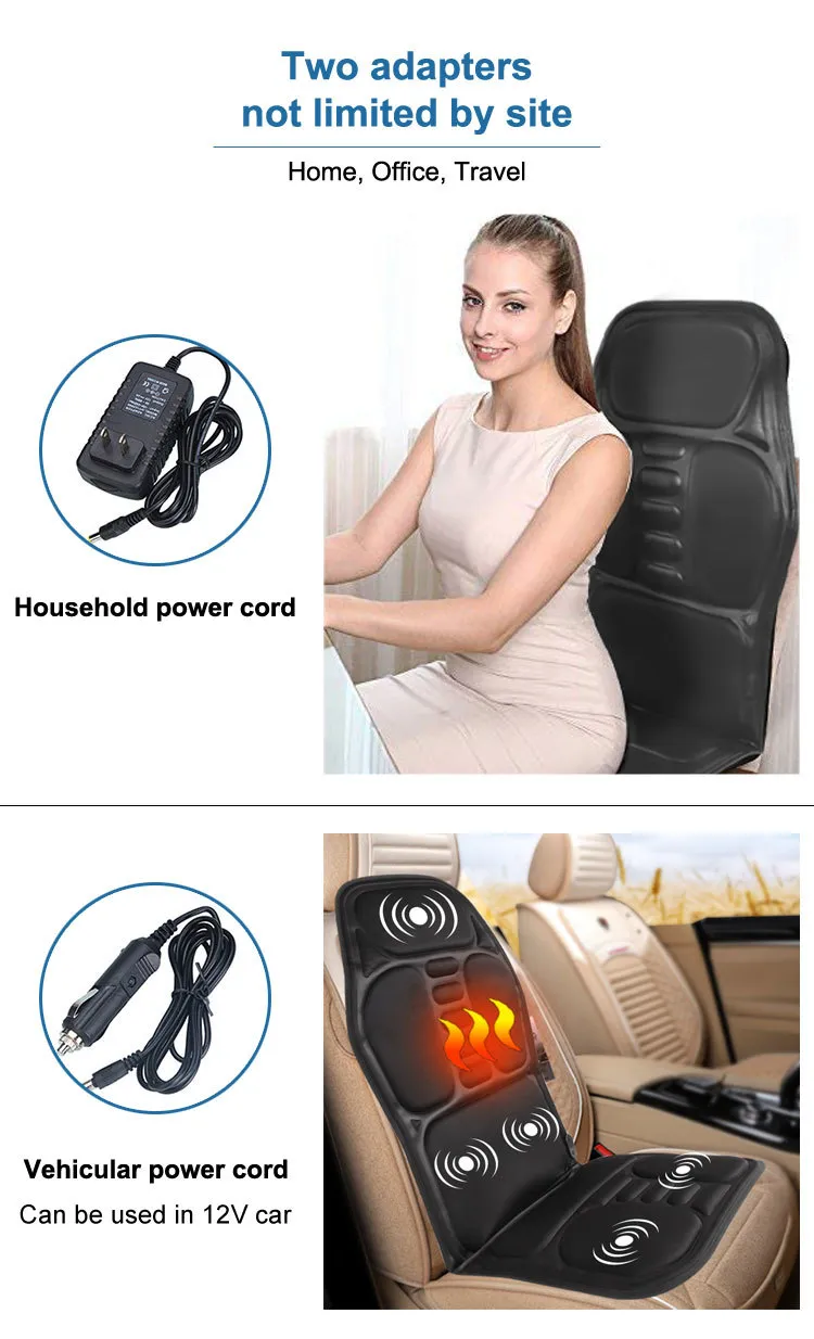 KLASVSA Electric Back Massager Chair Cushion Vibrator Portable Home Car Office Neck Lumbar Waist