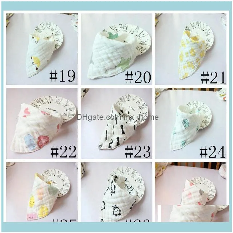 Baby Triangle Scarf Infant Print Bibs Toddlers Muslin Drool Towel Newborn Bib Cotton Bandana Burp Cloths Thick Anti Dirty Towels YL624