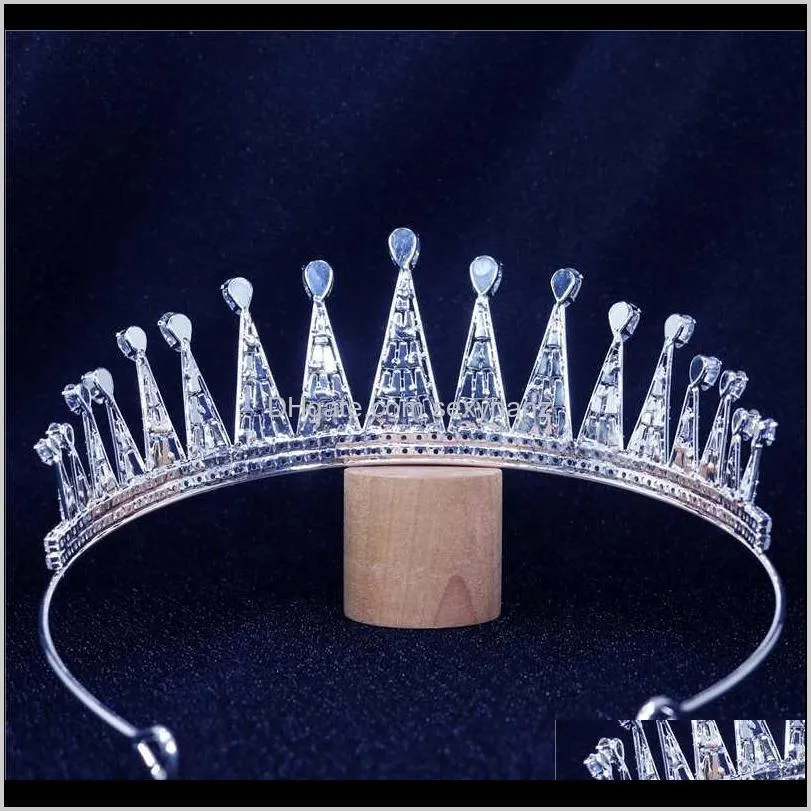 gorgeous sparkling big zircons bride hair jewelry accessories crown fashion women pageant tiara crowns gift wholesale