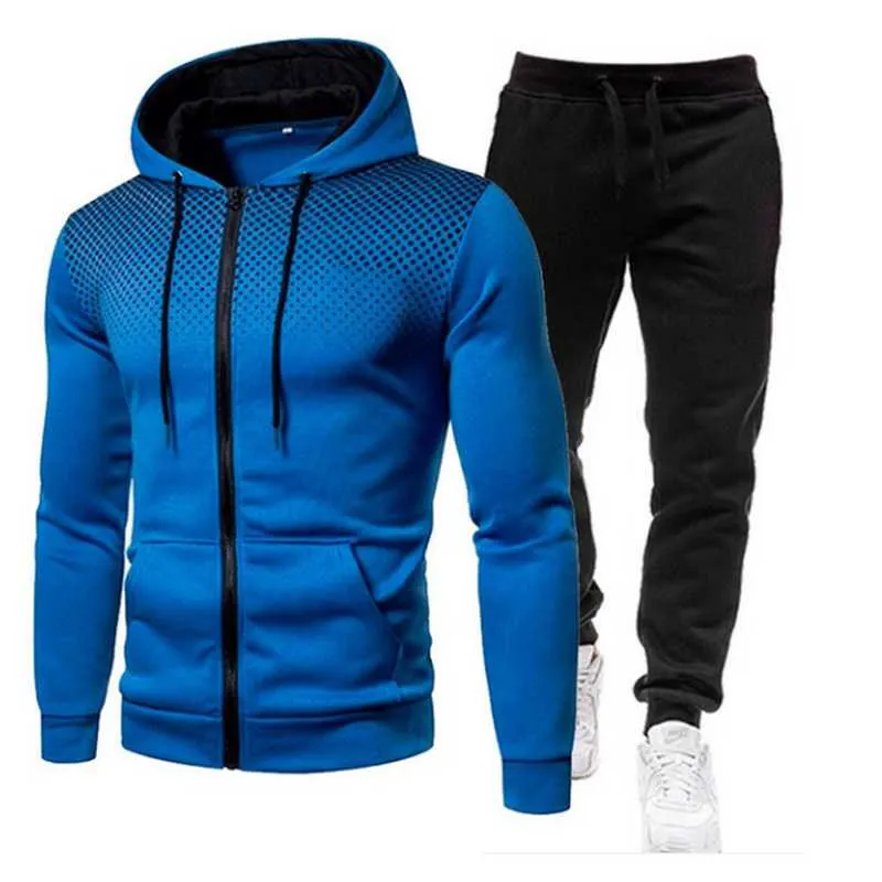 Hiver Survêtement Homme 2 Pièces Ensemble À Capuche + Pantalon Sport  Costumes Pour Hommes Sweat Vêtements Men's Tracksuits