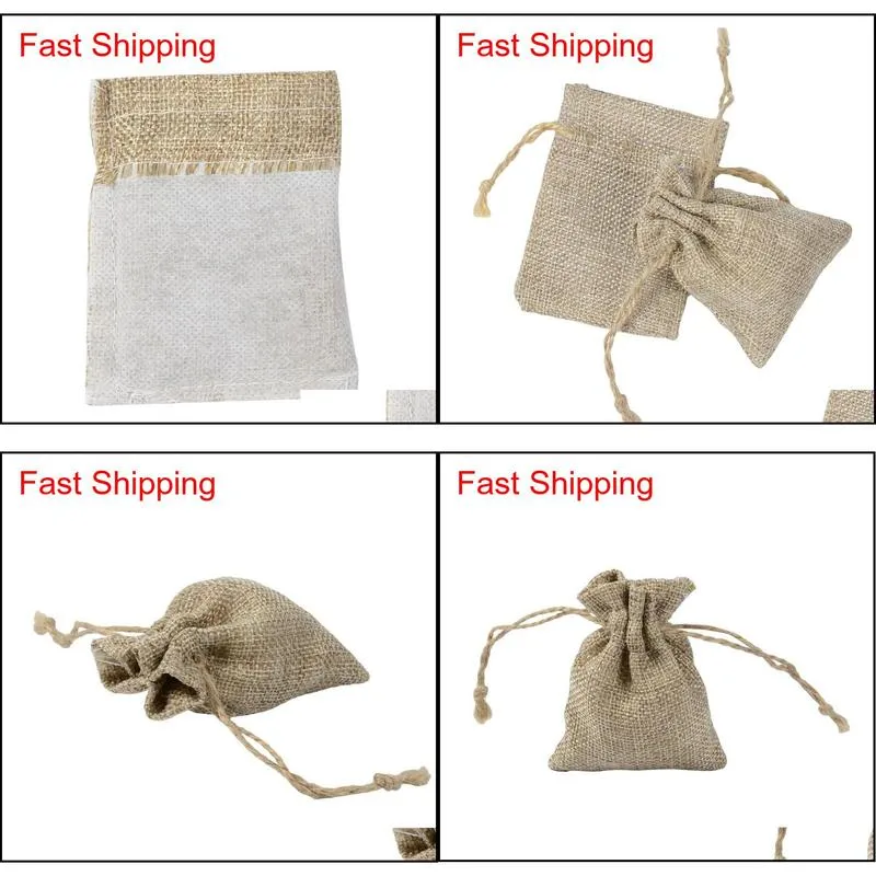 7*9cm double layer high quanlity natural linen drawstring bags jewelry pouch gift hessian wedding favor bags jute bags burlap package