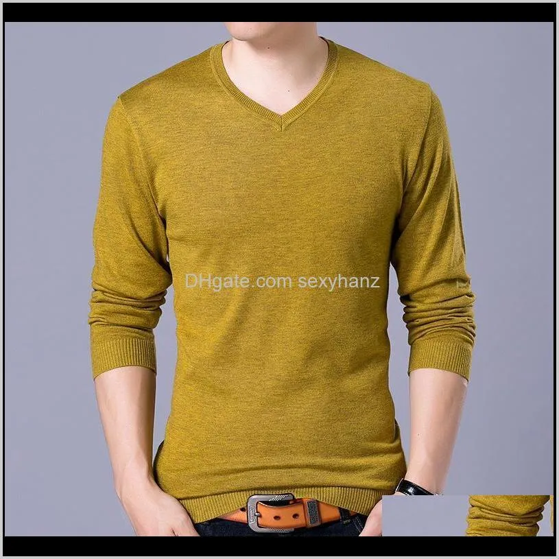 2021 autumn winter fashion men sweater solid v-neck mens knitted sweaters thin tops cashmere wool male sweaters and pullovers1