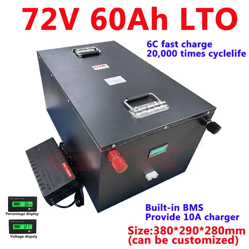 72V 60ah Lithium Titanate Bateria 20000 Ciclovia Profunda 2.4V LTO para Cruiser Sightseeing Car Forklift + 10A carregador