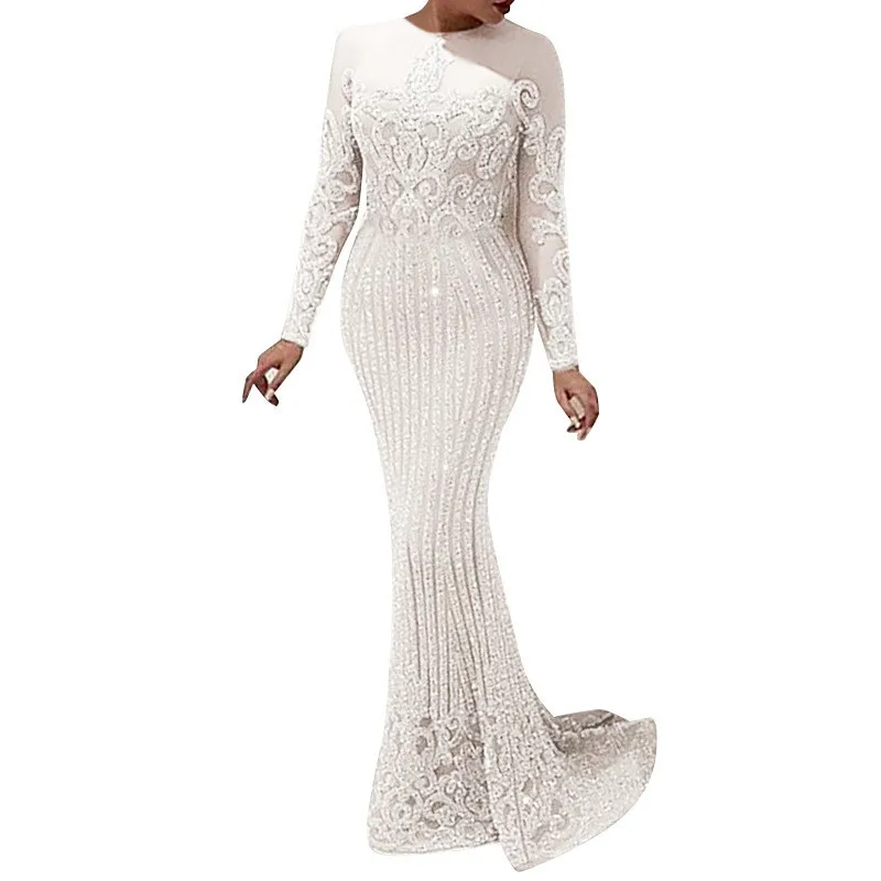 Long Woman Evening Dress Gown 2022 Sequins Robe De Soir Parties Plus Size Bride Dress Prom Party Gowns