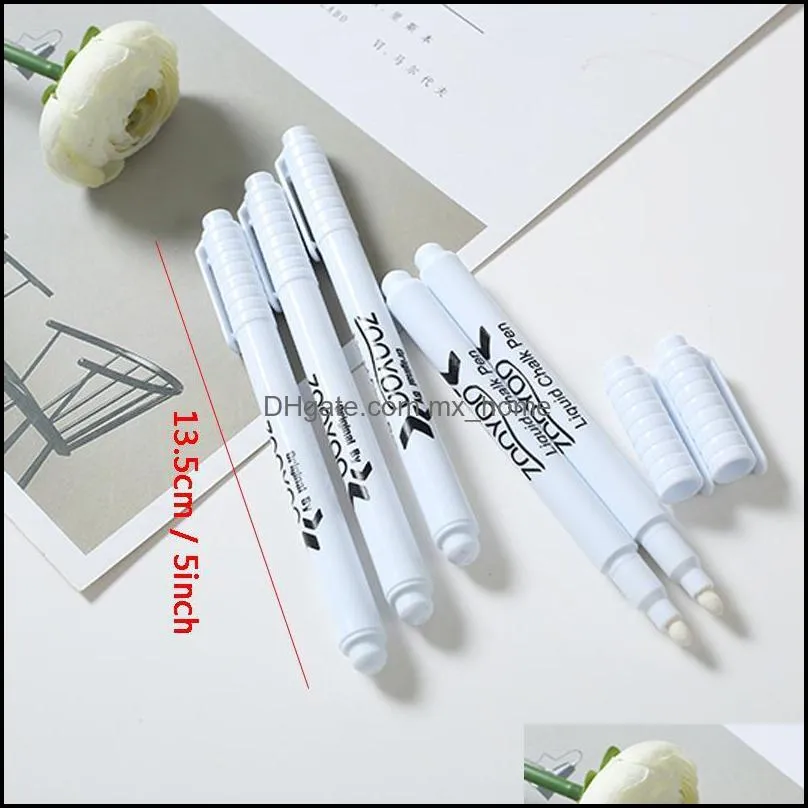 White Liquid Chalk Pen Marker Glass Windows Chalkboard Blackboard Erasable Liquid Ink Pen For Chalkboard Window White Pen RRD13465
