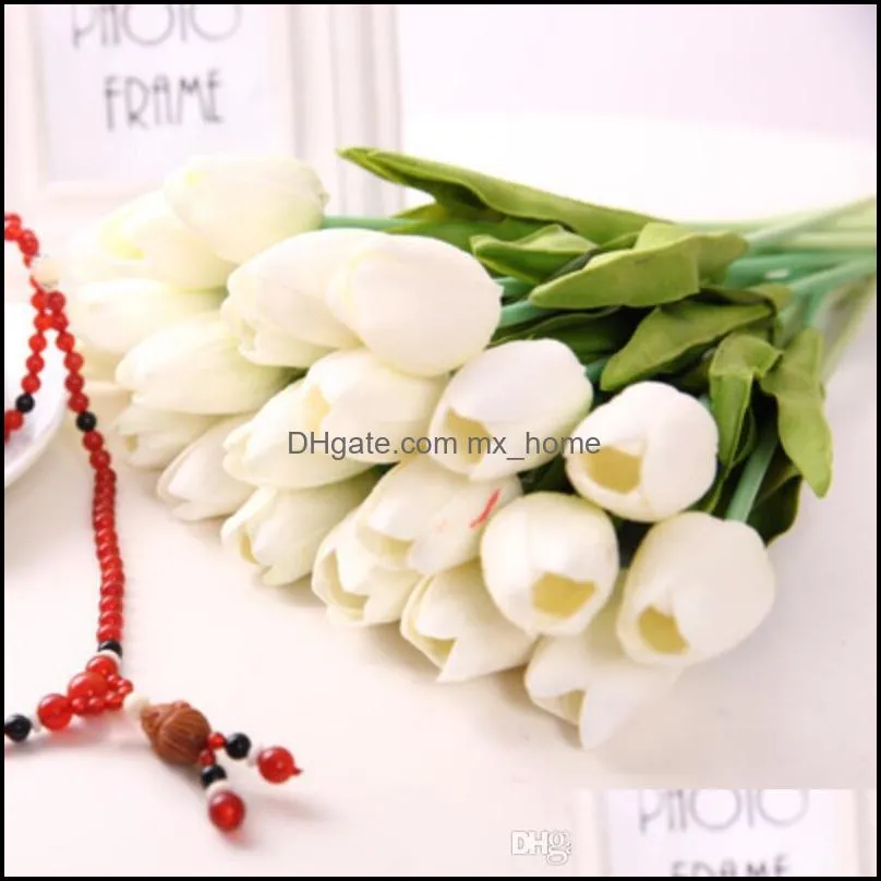 Latex Tulips Artificial PU Flower bouquet Real touch flowers For Home decoration Wedding Decorative Flowers 11 Colors Option LX5932