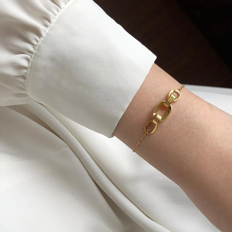 Länk, Kedja Ins Guld Lucky Armband Justerbar Storlek Hummer Claw Clasp för Lady Fashion Designer Smycken Partihandel Pris