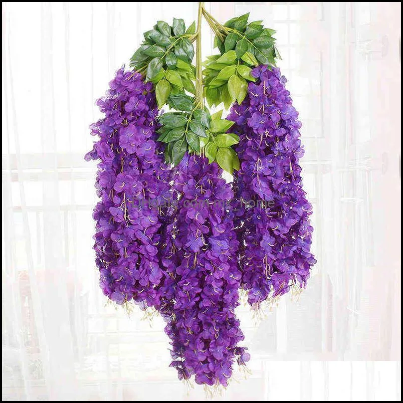 Decorative Flowers 12Pcs Kunstmatige Wisteria Bloemen Nep Wijnstok Ratta Opknoping Garland Zijden String Thuis Party Bruiloft Decoratie