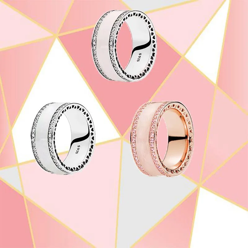 Klaster pierścienie 2021 Moda Charm 100% S925 Sterling Silver w trzech różnych kolorach Oryginalna biżuteria DIY odpowiednia dla kobiet