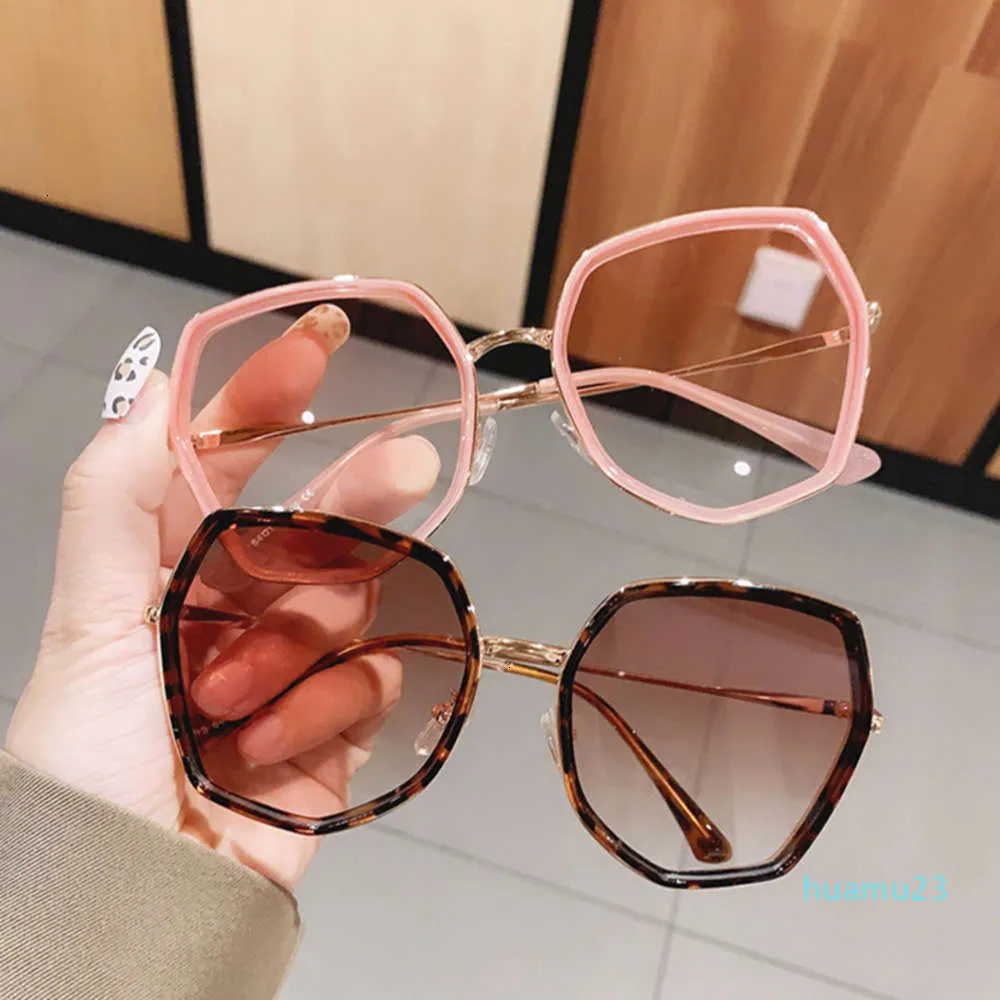 Eiermodus Polygon Gradiënt Dames Vintage Onregelmatige Big Frame Eyewear Trending Ladies Shades Pink Sunglasses