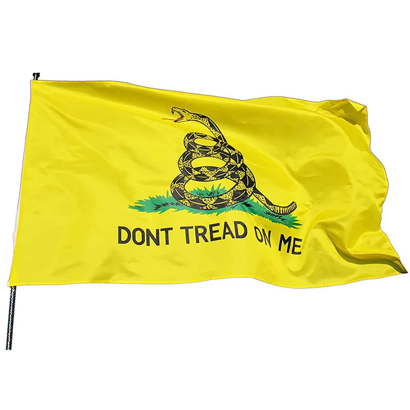 Flag de serpent 3x5ft Snakes jaune Gadsden State Flags TEA Party Culpeper Don't Kitf On Me Banner 0425