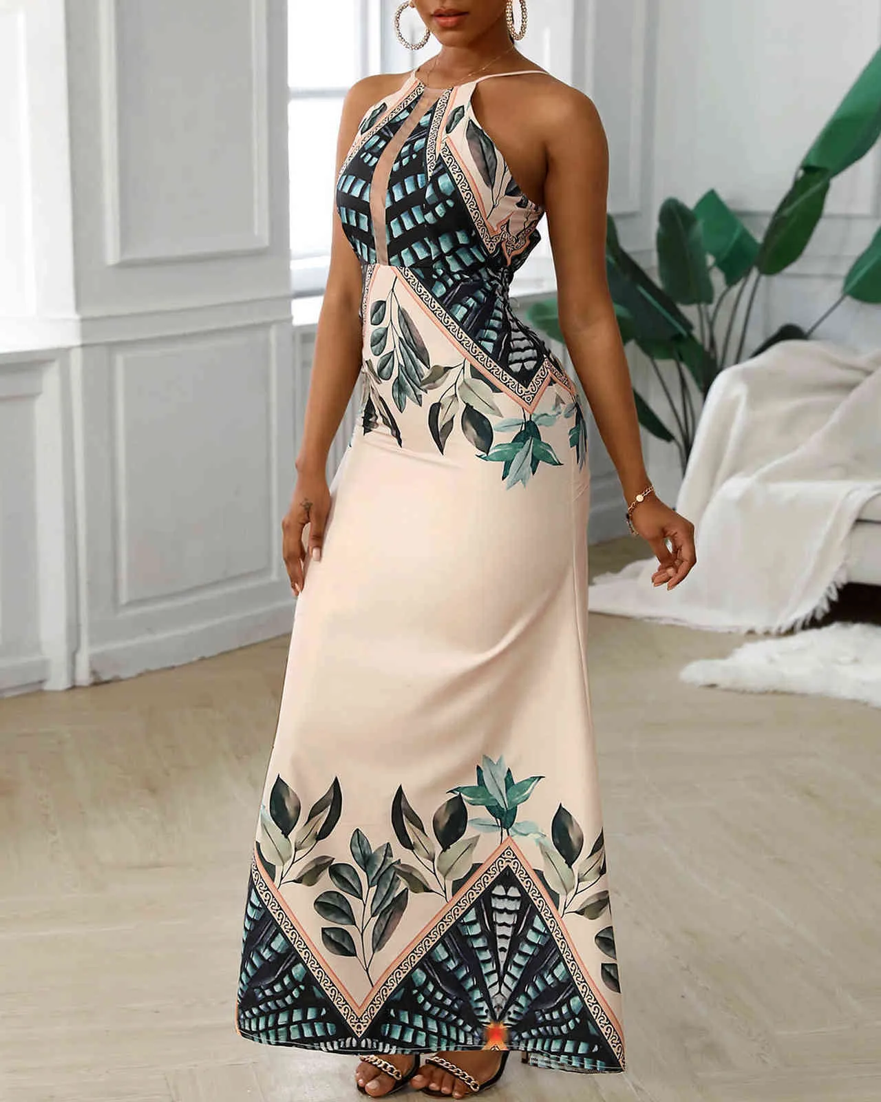 Elegant Summer Summer maxi dresses 2022 for Women - Sleeveless, Tripical Print, Spaghetti Straps, Perfect for Parties, Vacations, and Holidays (210716