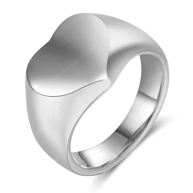 Bague en acier inoxydable pour hommes et femmes, glaçage en forme de cœur vierge, plaqué or, gros anneaux, amoureux, doigt militaire, Hip Hop, bijoux à la mode