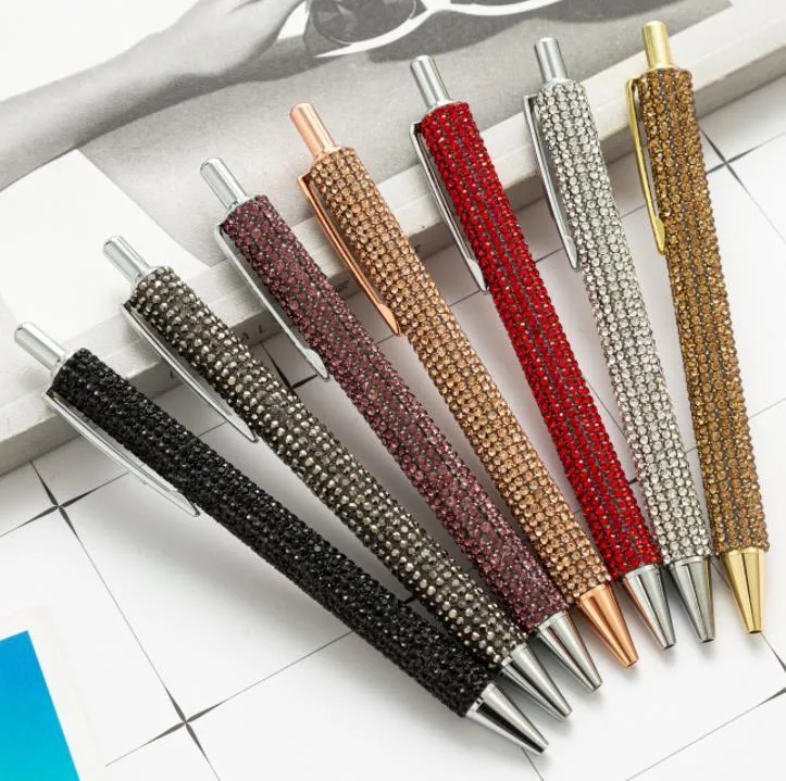 Rhinestone Bling Metal Ballpoint Pens Black Ink Medium Point 1mm Gift Pen for Christmas Wedding Birthday SN4857