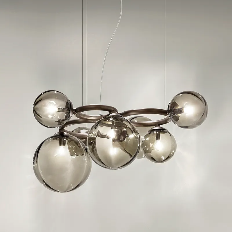 Artpad Nordic Chandelier Brass Lamp Glass Bubble LampShadeのためのモダンなための照明照明G9 LED電球