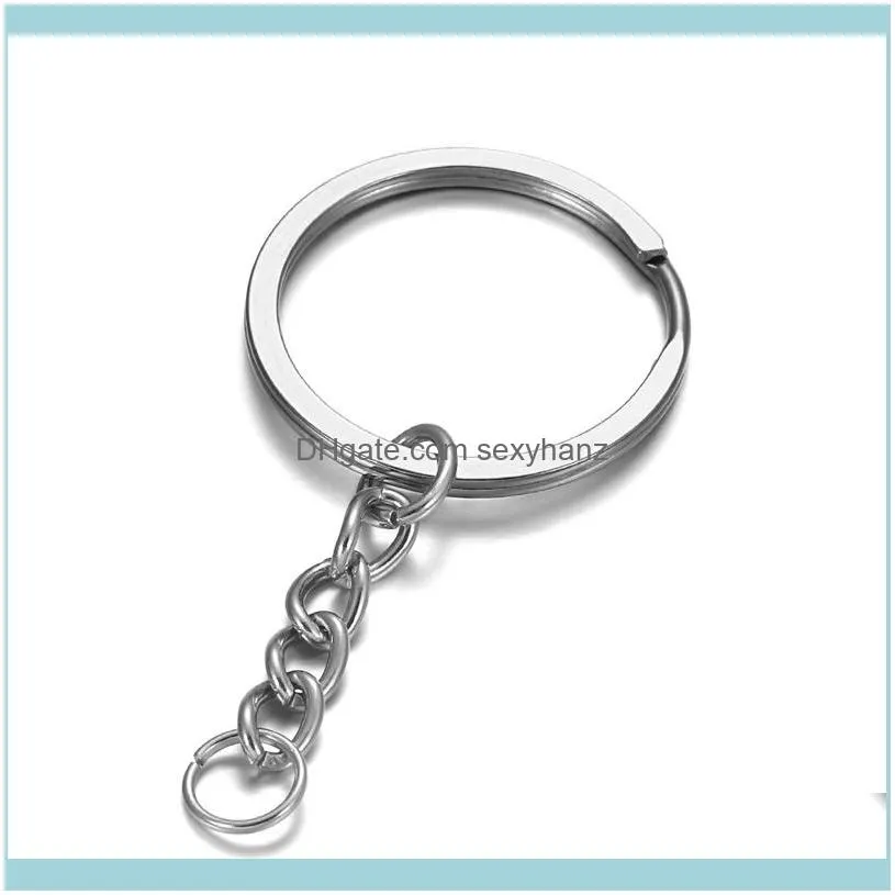 10pcs Silver Plated Metal Blank Keyring Keychain Split Ring Keyfob Key Holder Rings Women Men Diy Jewelry Making Accessories
