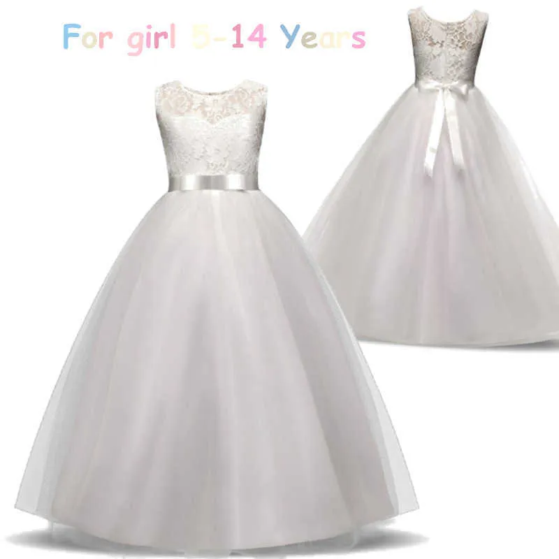 Flor menina vestidos para meninas elegante festa de casamento tulle primeiro comunhão adolescente crianças roupas crianças graduação formatura promova 14y q0716