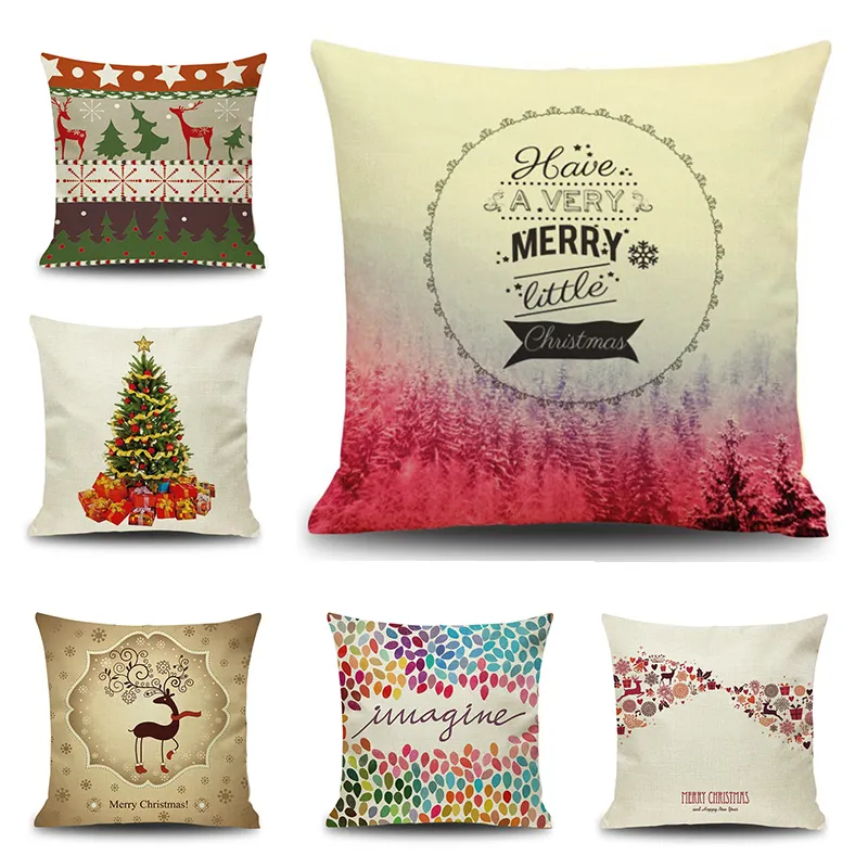 Christmas Pillow Case Santa Claus's Trees Reindeer Cushion Cases A Nap Pillow's Cover Home Sofa Bar Decorator Pillowcases