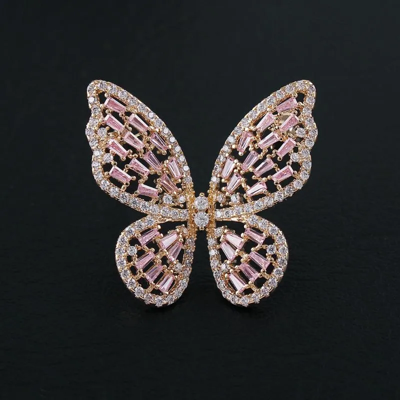 Pins, broches erluer vlinder broche voor vrouwen meisjes ingelegd zirkoon kristal hoogwaardige kerst sieraden revers pin thorn naald ma