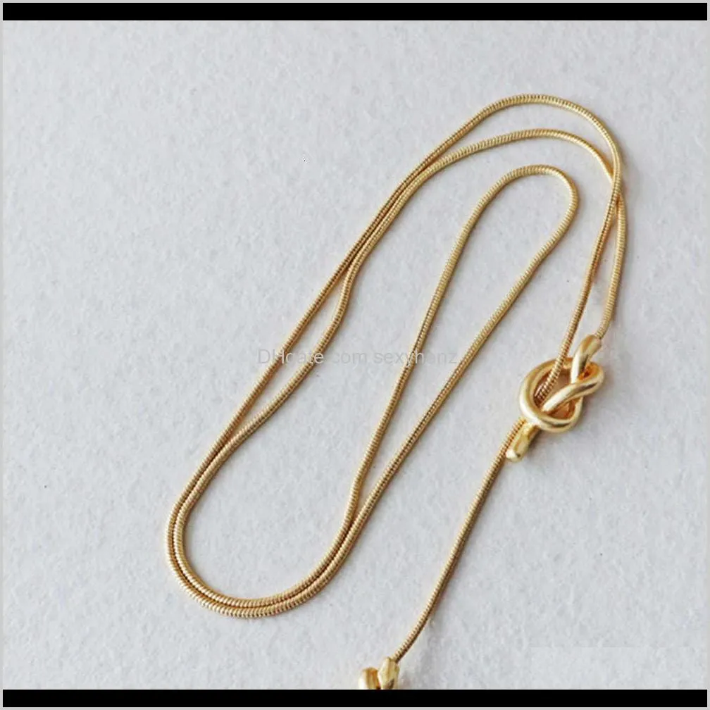 a0011 fashion vacuum electroplated copper sweater about rope knot soft snake leather chain gold plated necklace accessories