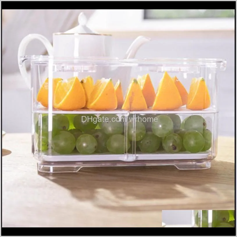 Bocaux Ménage Organisation Garden saving Espace Maison Drain Boîte De Rangement Avec Couvercle Réfrigérateur Organisateur Fruits Légumes Transparent Rec Double Se