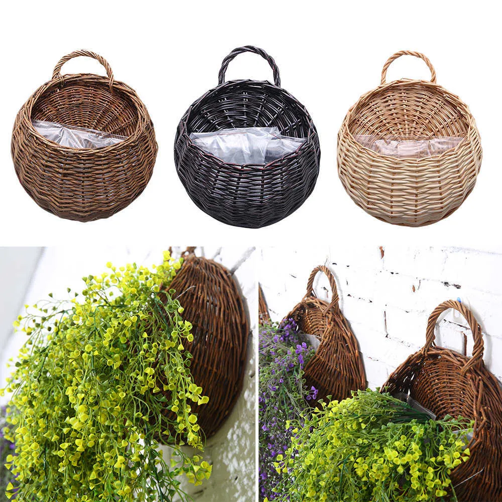 Rattan Vase Basket Hand Made Wicker Nest Flower Pot Eco Friendly Wall Hanging Vase Container