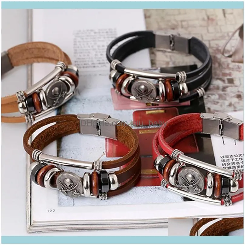 Charm Jewelrycharm Bracelets Simple Beaded Leather Bracelet Creative Trend Stainless Steel Clasp Student B353 Drop Delivery 2021 K8Qp2