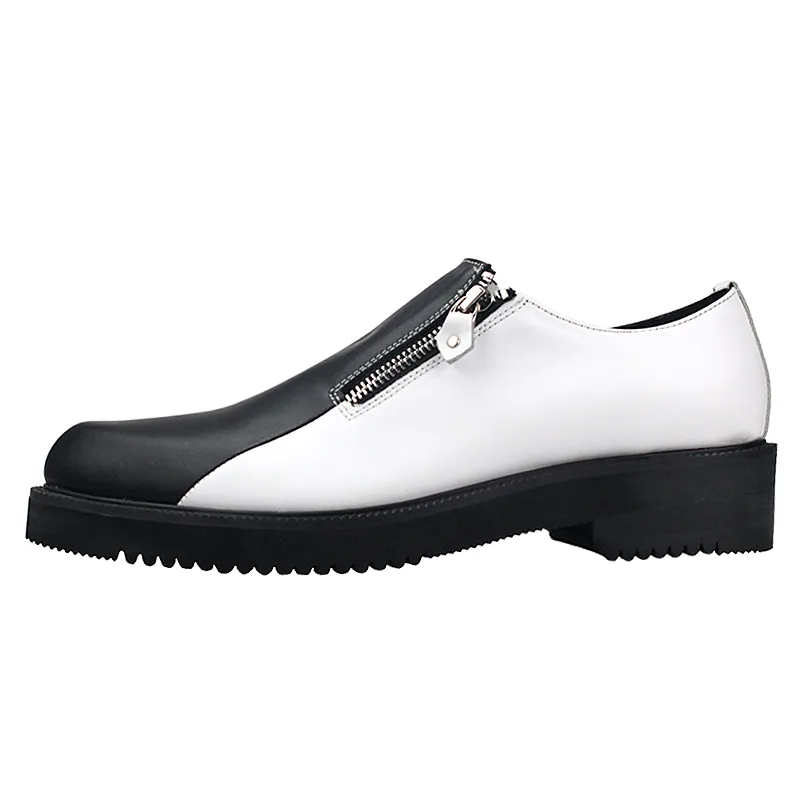 Scarpe casual nere bianche fatte a mano Scarpe eleganti da abito formale da uomo in pelle bovina con aumento di altezza