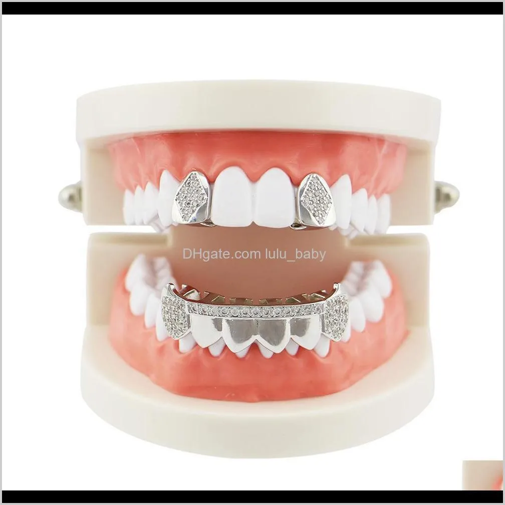 punk teeth grillz set gold silver teeth grillz top & bottom grills dental mouth caps cosplay party