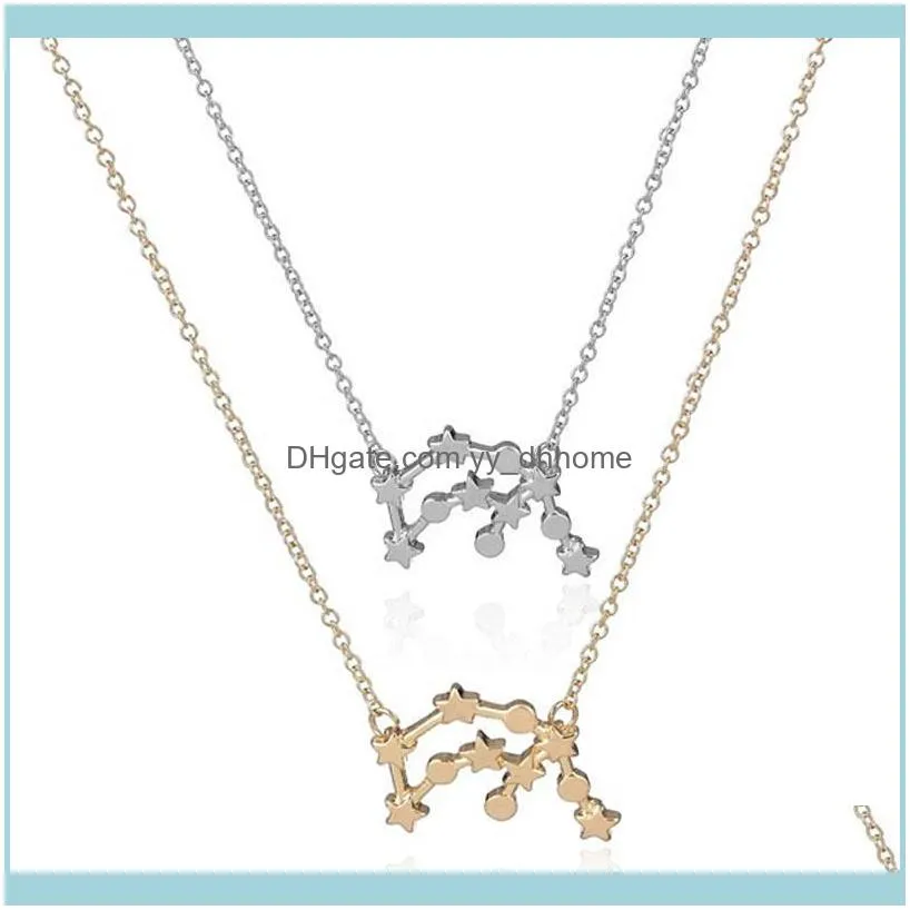 1Pc Chain Necklace Aquarius Zodiac Sign Astrology Pendants Gold Silver Plated Color Men Women Kids Birthday Gift Chains