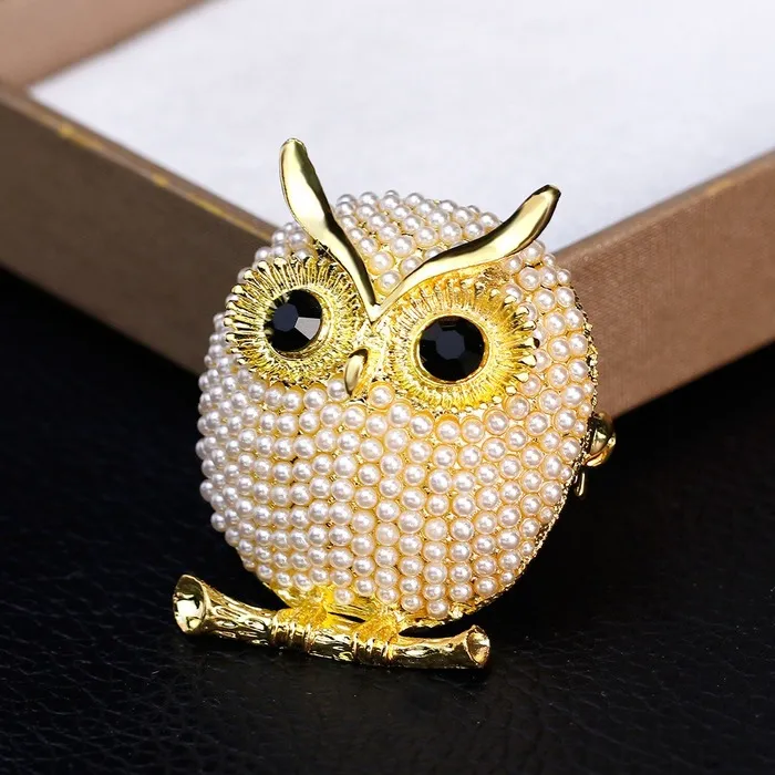 Bird Owl broche pins Silver Gold Pearl -broches zakelijke pak jurk tops corsage voor vrouwen mannen mode sieraden wil en sandy