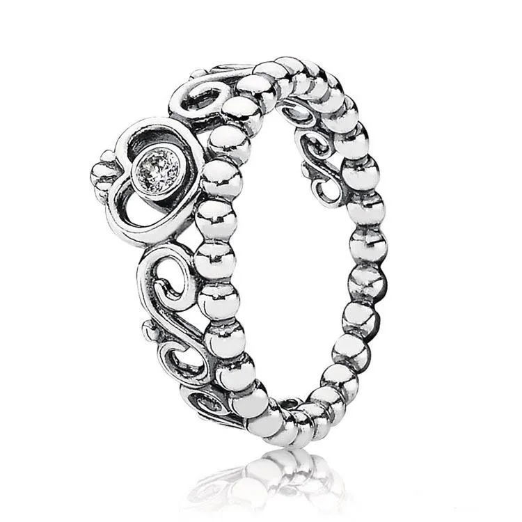 Ensemble de bagues empilables en argent sterling 925 My Princess, boîte d'origine pour femmes Pandora, mariage, couronne de diamant CZ, bagues en or rose 18 carats