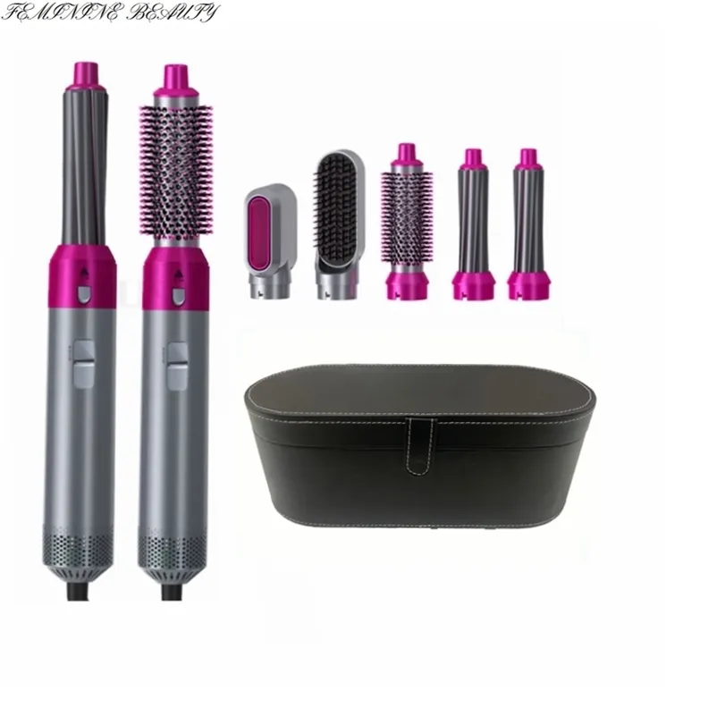 Hair Dryer 5 In 1 Electric Hair Comb Negative Ion Straightener Brush Blow Dryer Air Wrap Curling Wand Detachable Brush Kit Home 220113