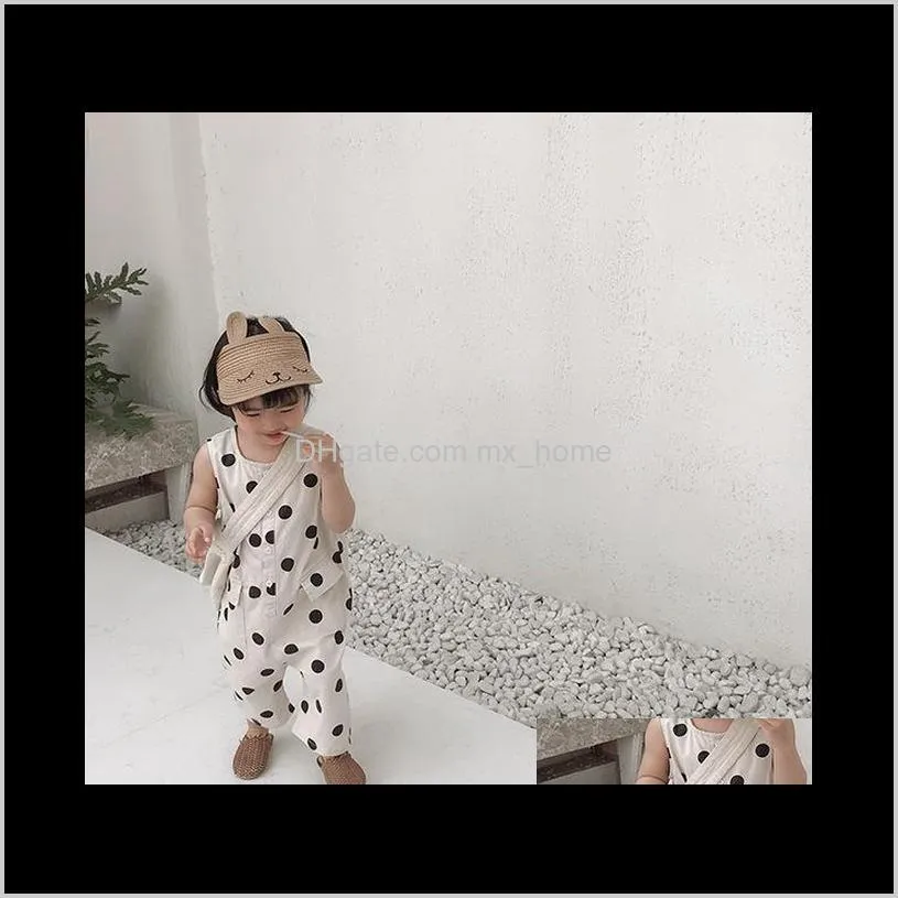 girls` jumpsuit polka dot cute rompers summer dress new children`s sleeveless t-shirt kid clothes