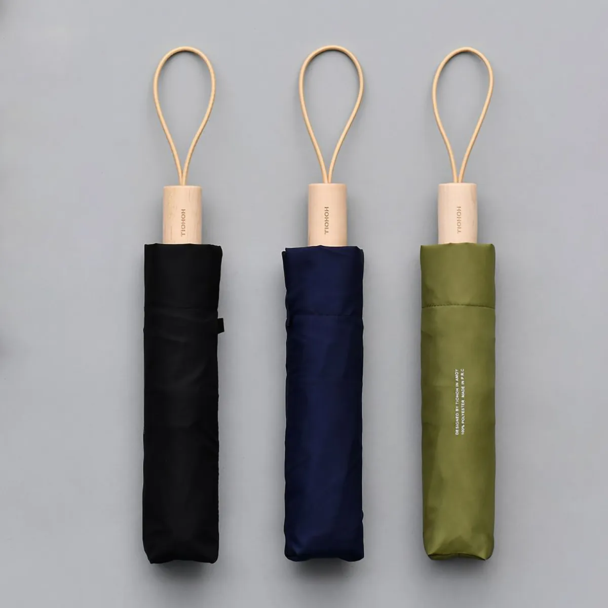 Tiohoh nouveau parapluie pliant marque Simple 8K coupe-vent parapluies pluie femmes hommes unisexe érable manche en bois Parasol de voyage